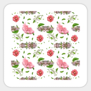 Flowers Pattern on White Background Sticker